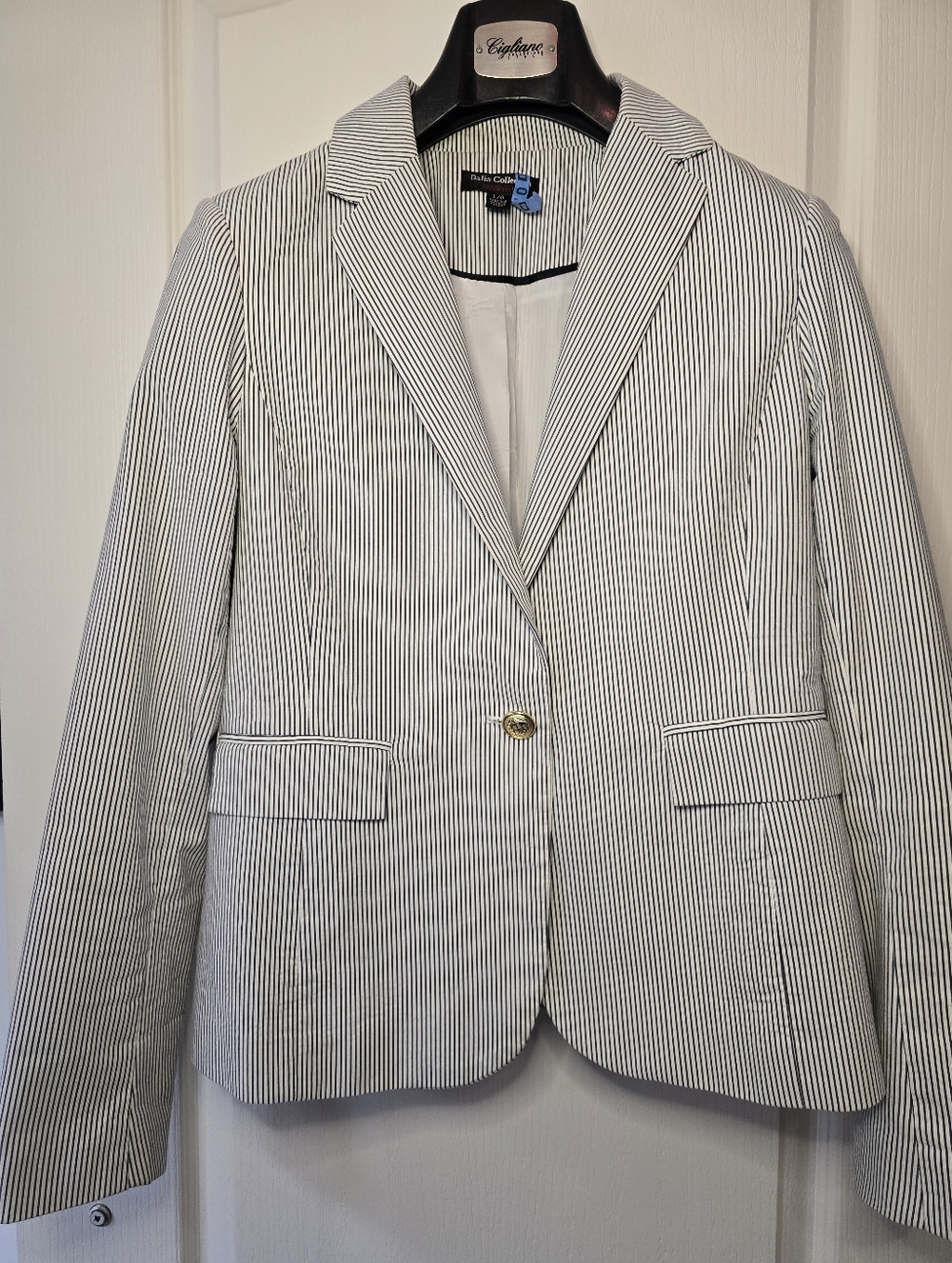 Dalia Collection Blue & White Pinstripe Blazer